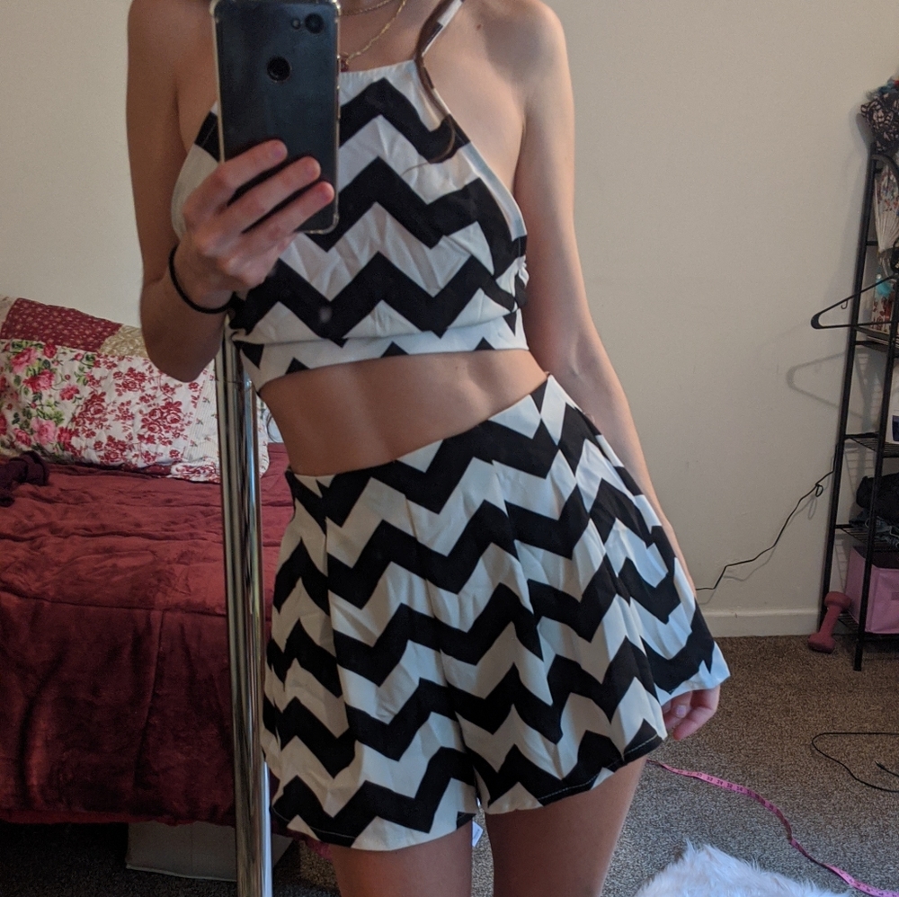 Two piece shorts/skirt set